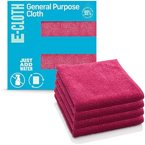 E-Cloth Microfiber Cloth, World's Leading Premium Microfiber Cleaning Cloth, Twice as Durable as Competition, 1 Year Guarantee, Ideal for Kitchen, Countertops, Sinks, and Bathrooms, Rose, 4 Pack by E-Cloth