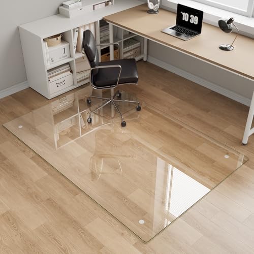 Tempered Glass Chair Mat for Carpet, 40"x60" Clear Floor Mat by MYSUNORIA