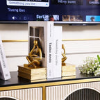 Reading Figurine Book Ends Book Lovers Gifts for Bookshelf Decorations for Readers, Graduates, Students, Teachers, Sculpture Home Decor for Shelves Desk Office Living Room (Gold) - Image 6