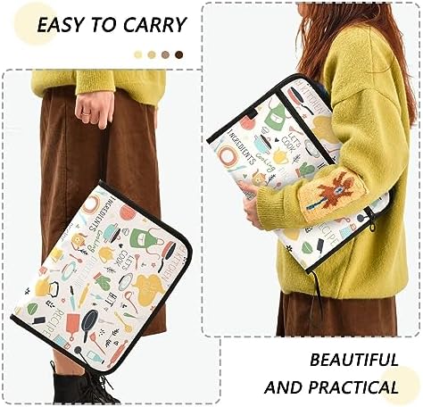 13 Pockets Expanding File Folder with Zipper Closure, Kitchen Icon Sets Recipe Accordion File Folder with Sticky Labels, Letter Size A4 Papers Expandable File Document Organizer - Image 4