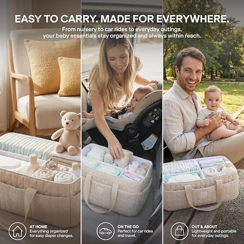 Koala Babycare Baby Diaper Caddy Organizer - Large Portable Nursery Storage Baby Basket with Handles for Newborn Essentials, Diapers, Wipes - Changing Table Caddy Organizer for Boy & Girl - Image 3
