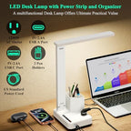 cozoo LED Desk Lamp USB A/C AC Pen Holder Dorm Home Office Desk Light White - Image 6