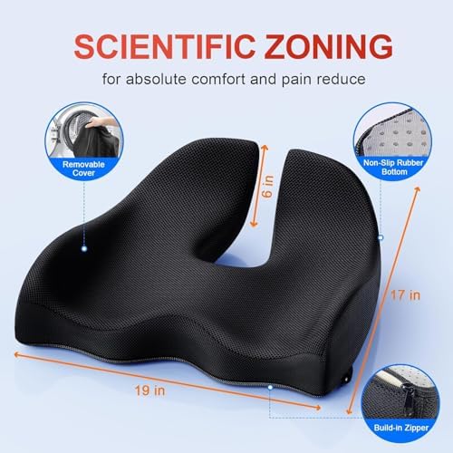 Benazcap Large Ergonomic Seat Cushion Relieves Sciatica & Tailbone Pain - Image 4