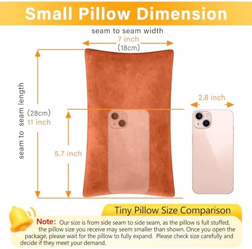 1 MIDDLE ONE 2 Pack Small Pillow, Memory Foam Mini Pillow 11 X 7 Inches for Travel, Sleeping, Nap and Neck, Knee, Lumbar Support, Tiny Cushion for Pet, Dogs (Orange) - Image 2