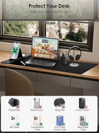 Wireless Charging Mouse Pad with Foldable Phone Holder, 15W Magnetic Fast Charging for iPhone Samsung, 31.5"x15.75" Large Desk Mat for Laptop/Keyboard, Waterproof Gaming Mousepad with Non-Slip Base - Image 4