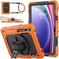 SEYMAC stock Case for Samsung Galaxy Tab S10 Lite / S10 FE / S9 FE 5G / S9 Tablet Case 10.9''/ 11'' Protective with Screen Protector, Pen Holder, 360 Rotate Stand, Hand Strap, Shoulder Strap, Orange by SEYMACstock