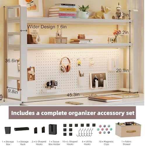 Desktop Hutch Bookshelf, 2-Tier Metal Desk Shelf for Top of Desk - Image 2