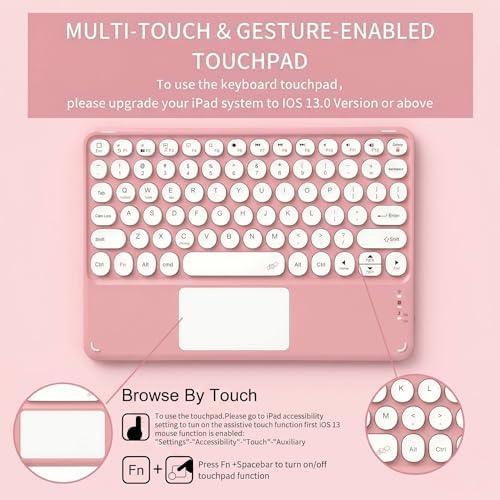 Keyboard Case with Touchpad for Galaxy Tab S10 FE/S10 Lite/S9 FE 10.9-Inch, Tab S9 11", Detachable Keyboard Case with Touchpad, 360 Degree Rotating Stand Cover with S Pen Holder, Pink - Image 3