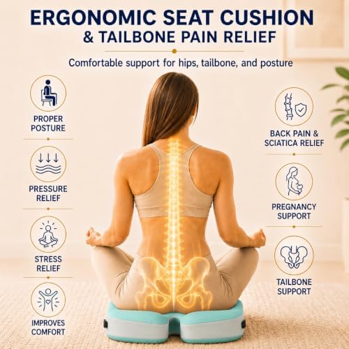 Memory Foam Ergonomic Seat Cushion for Office Chairs Pain Relief - Image 4