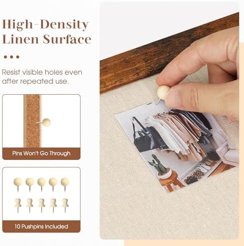 DOLLAR BOSS 24"x18" Linen Cork Board Decorative Bulletin Board, Brown - Image 2