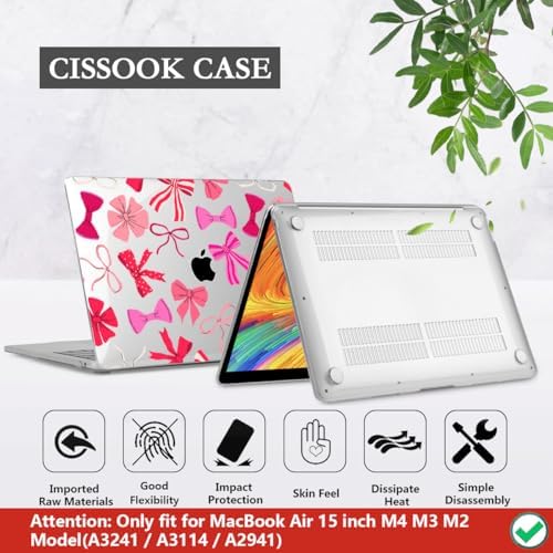 CISSOOK for MacBook Air 15 inch M2-M5 Case 2026 2025 2024 2023 Pink Bows - Image 6