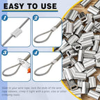 200 Pcs 3/16" Aluminum Crimping Loop Sleeve, Cable Crimps Ferrules, Silver - Image 4