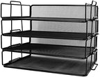 Exerz Letter Trays 4pcs Black Paper Sorters Stackable, 4 Tiers File Trays, Desk Organizer - Metal - Image 4