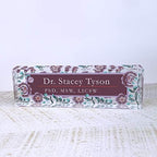 Artblox Personalized Name Plate for Desk | Vintage Design On Clear Acrylic Glass | Custom Plaque Desk Name Plate Personalized Your Name and Credentials Office Office Sign Engraved Plaque - Image 2