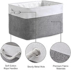 TheWarmHome Organization and Storage Basket for Organizing - 3 Pack 16x12x12 inch Cube Storage Bin Fabric Storage Cubes for Organizer Cloth Gift Toy Closet (White & Grey) - Image 6