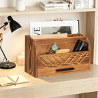 Wooden Mail Organizer Countertop Mail Sorter with Storage Drawer - Image 2