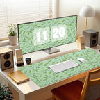 Botanical Foliage Print Office Desk Mat 31.5" x 15.7" Desktop Mat PU Leather Large Mouse Pad White Mousepad Non-Slip Table Mat for Girls, Women, Home, Work, Computer, and Gaming - Image 7