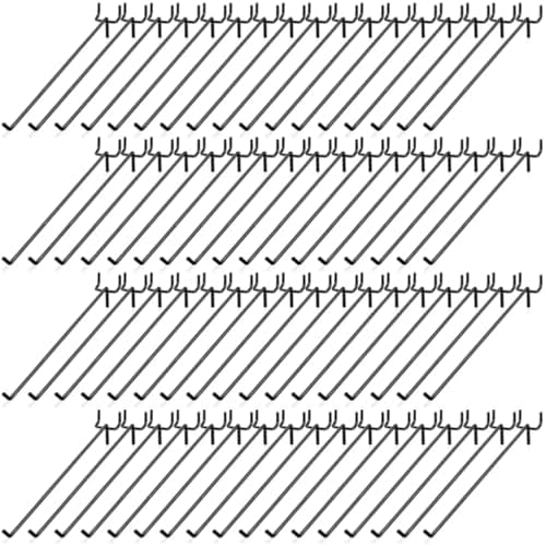 Pack of 50 Heavy Duty Pegboard Hooks – 4 Inches Metal Peg Board Shelving Hook – Black Pegboard Display Hooks for Garage Storage & Retail Store Fixtures by DFWFixture