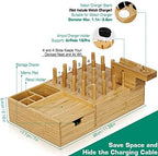 Darfoo Bamboo Charging Station for Multiple Devices with Drawer - Image 2