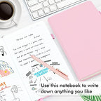 feela 5 Pack Notebooks Journals Bulk, Hardcover Notebook Classic Ruled Lined Journals with Pen Holder for Women Girls School Business Supplies, with 5 Black Pens, 120 GSM, 5.1”x8.3”, A5, Rose Pink - Image 4