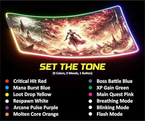 RGB Gaming Mouse Pad Large Extended Desk Mat 35.4x15.7in XXL XXXL Mousepad LED Light Up Keyboard Mat PC Gamer Desk Pad Gaming Accessories Extra Big Mouse Mat for Desk - Hellfire Crusader - Image 3