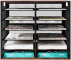 PAG Mass Mail Sorter - Adjustable Mail Holder, Countertop Literature Organizer, Student Mailbox for Classroom, Desktop Bill Paper Organizer for Office Home School, 12 Compartments, Brown - Image 2
