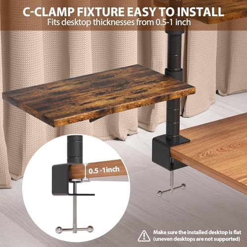 3 Tier Clamp On Desk Shelf - Over Or Under Table Clamp Shelf, 360° Rotatable Desk Storage for Home Office, Gaming and Storage Tray, Desktop Shelves for Desktop Thicknesses from 0.5-1 Inch - Image 5