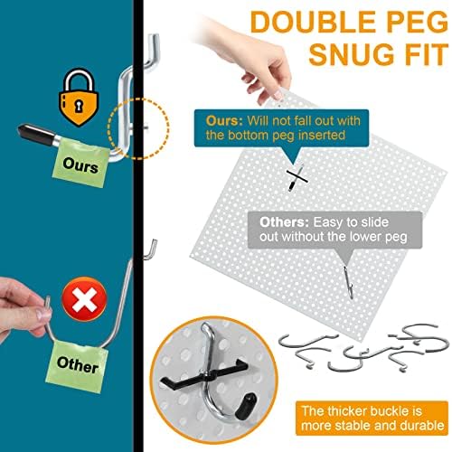 1/4 inch Extra Thick Pegboard Accessories Kit,Only Suitable for 1/4" Pegboard Board,Includes Three Baskets and Multiple Types of Pegboard Hooks,Metal Hooks for Hanging Storage(Black Baskets) - Image 6