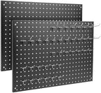 Peg Board, 2 Pack Metal Pegboard Panels Black Pegboards Wall Organizer with Frame Large Heavy Duty Peg Board with Hooks for Walls Home,Garage Tool Storage,Office Organization,Kitchen 24”×16” by MUWOOD