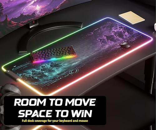 RGB Gaming Mouse Pad Large Extended Desk Mat 35.4x15.7in XXL XXXL Mousepad LED Light Up Keyboard Mat PC Gamer Desk Pad Gaming Accessories Extra Big Mouse Mat for Desk - Phantom Protocol - Image 6