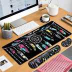 Large Gaming Mouse Pad+ Keyboard Wrist Rest Set, Ergonomics Memory Foam Mouse Mat Wrist Rest Support for Home Office, Waterproof Extended Mousepad 31.5x11.8in, Dream Catcher Black Desk Pad - Image 7