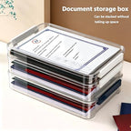 2 Pcs Plastic Storage Bins - Scrapbook Paper Organizer & Craft Storage Organizer, Plastic File Box for A4 Paper, Files, Stationery - Stackable Storage Boxes for Home/Office/School - Image 3