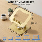 SOUNDANCE 360 Rotating Laptop Stand, Adjustable Riser,10-17", Gold - Image 6