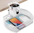 MASTLU Under Desk Organizer,Cup Holder,Table Management Tray, Swivel Pencil Drawer, Office No Drill Steel Organizers,360 Spin Hidden Storage Box with Sturdy C-Clamp,Easy Install (White) by MASTLU