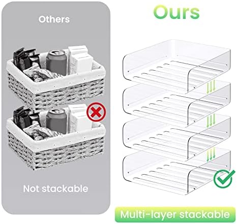 Tomorotec 4 Pack Clear Stackable Letter Tray, A4 Desk File Organizer Set - Image 4