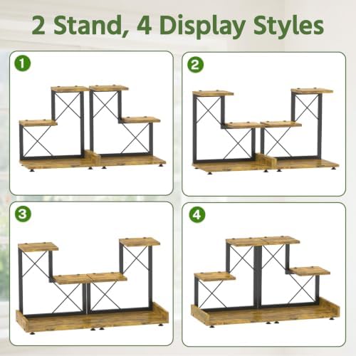 LASZOLA Plant Stand Indoor Tabletop Shelf Small for Desk, Wooden Brown - Image 2