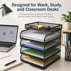SUPEASY 4-Tier Stackable Paper Tray Organizer with Top Supply Tray - Image 3
