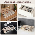 16-Piece Felt Desk Drawer Organizer Tray Set in 4-Sizes, Oatmeal - Image 7