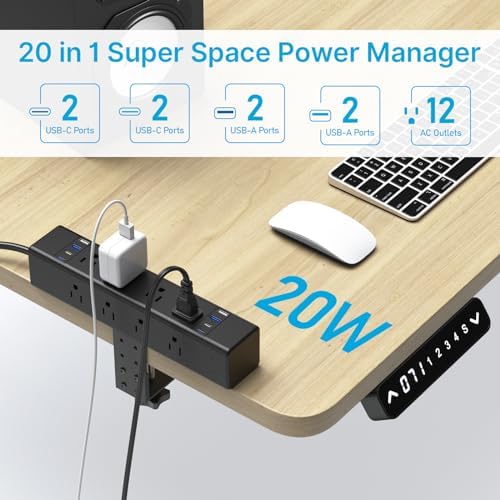 CCCEI 20W Per Side USB-C Desktop Outlet Station, Clamp Power Strip Surge Protector 4800J, Home Office Standing Desk Organizers and Accessories, 10FT 14AWG 15A Extension Cord, Switch, ETL Listing. - Image 2