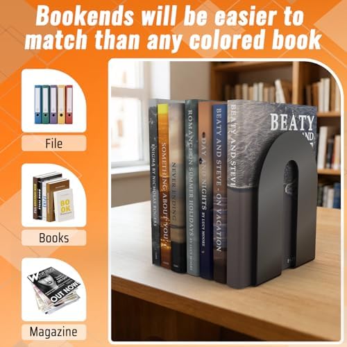 10-Inch Heavy Duty Bookends,Heavy Weighted Bookends for Bookshelf (2 Pairs) - Image 4