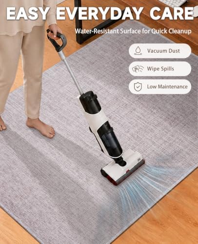 Funwheat Woven Office Chair Mat for Hardwood Floor, 36 x 48 in, Light Grey - Image 6