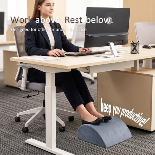 Foot Rest Under Desk, Non-Slip Footrest with 3 Adjustable Heights for Under Desk at Work, Ergonomic Desk Foot Stool with Washable Cover for Leg Rest, Desk, Home, Office, Chair (Grey) - Image 6