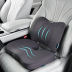 FLORICH Car Seat Cushion and Back Support for Office Chair Memory Foam Chair Cushions Pressure Relief Seat Pads with Gel Massage Point Lumbar Support Relief Sciatica & Tailbone (Light Grey) by FLORICH
