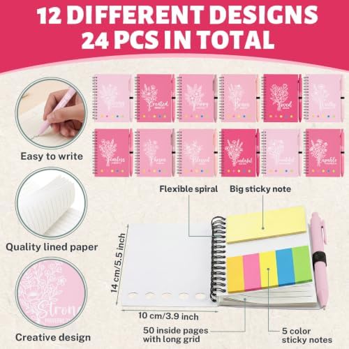 Sprial Notebooks with Pens Bulk, 48 Pack, 5.5 x 4.7 Inch, Pink - Image 4