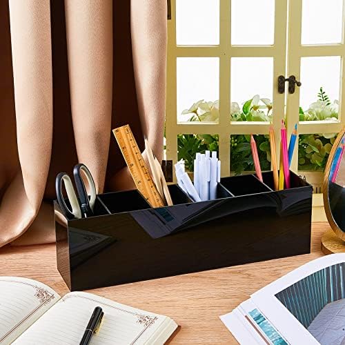 2 Pcs Acrylic Makeup Brush Holder 6 Compartments Pen Organizer, Black - Image 4