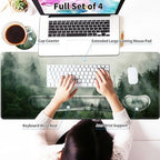 Forest Desk Pad Large Gaming Mouse Pad Set 35.4 x 15.7 with Keyboard Wrist Rest, Wrist Support, and Coaster Memory Foam Smooth Desk Pad Mousepad for Home Office School - Image 3