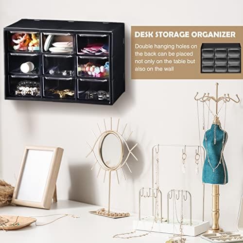 Amyhill 6 Pcs Mini Drawer Organizer Small Organizer with 9 Drawers Plastic Desktop Craft Storage Box for Office Home Room Jewelry Cosmetics Collection(Black) - Image 6
