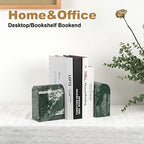 Koville Indian Natural Marble Bookends for Shelves, 13LBS Non-Slip Book Ends, Heavy Duty Marble Book Holders Organizer, Bookshelf Apartment Decor for Movies/CD/Video Games(Indian Green) - Image 3