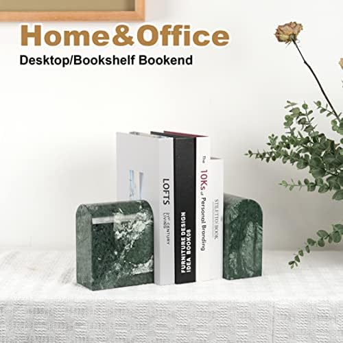 Koville Indian Natural Marble Bookends for Shelves, 13LBS Non-Slip Book Ends, Heavy Duty Marble Book Holders Organizer, Bookshelf Apartment Decor for Movies/CD/Video Games(Indian Green) - Image 3
