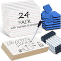 JUSTPAT 24 Pack Dry Erase Boards, 9"x12" Double Sided Easel Small Whiteboards with Lines for Kids, Students, Education Teacher Classroom, Mini Portable White Boards with 24 Markers, 24 Erasers by Unknown